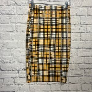 Plaid Yellow Pencil Skirt